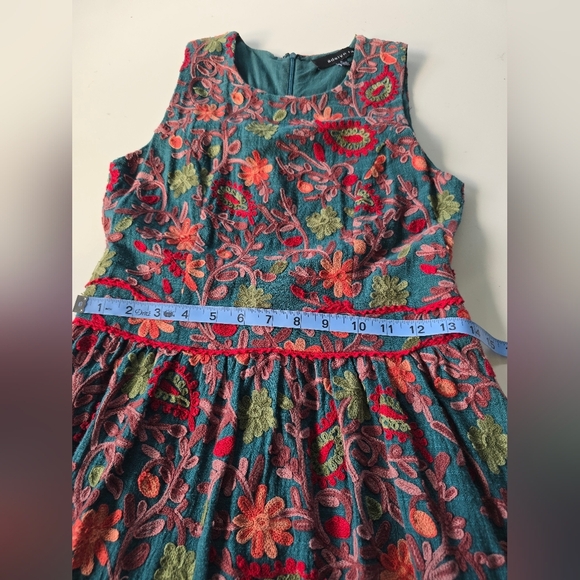 Adelyn Rae x Anthropologie Needlepoint Garden Dress Green Size 6 - Picture 13 of 14